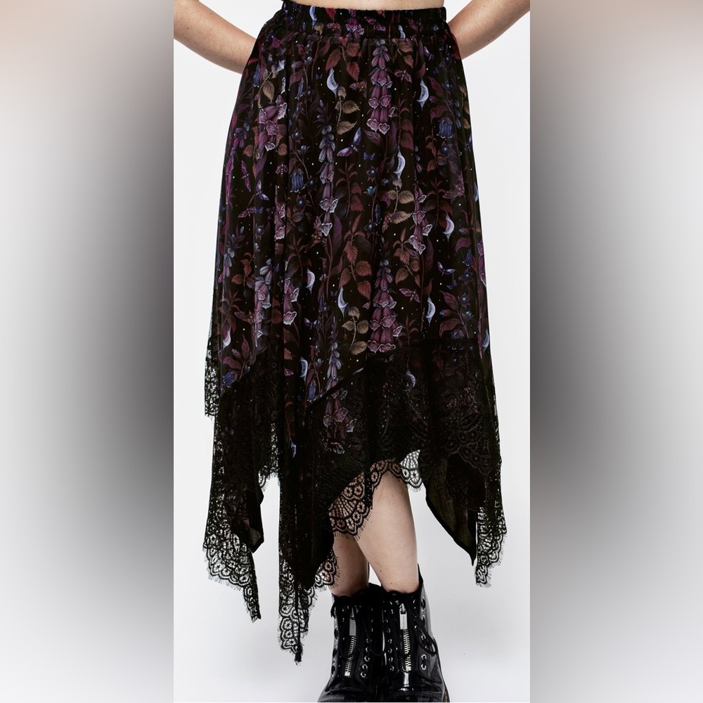 Disturbia Foxglove Chiffon Handkerchief Hem Skirt
